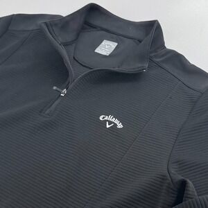 Callaway Opti Dri Golf Pullover MENS Black 1/4 Zip Long Sleeve Shirt SIZE XL